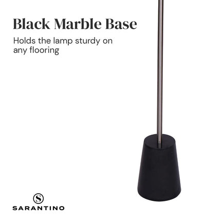 Sarantino Metal Floor Lamp Nickel Finish with Black Marble Base Kings Warehouse