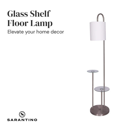 Sarantino Metal Floor Lamp with Glass Shelves Kings Warehouse