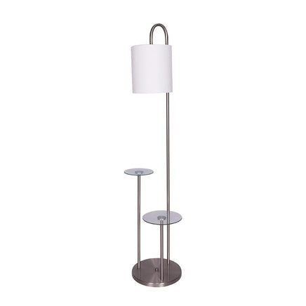 Sarantino Metal Floor Lamp with Glass Shelves Kings Warehouse