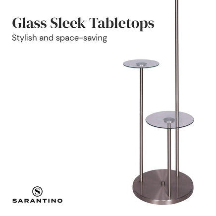 Sarantino Metal Floor Lamp with Glass Shelves Kings Warehouse