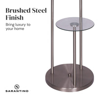 Sarantino Metal Floor Lamp with Glass Shelves Kings Warehouse