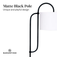 Sarantino Metal Floor Lamp with Marble Base & Ghost-White Shade Home & Garden Kings Warehouse