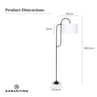 Sarantino Metal Floor Lamp with Marble Base & Ghost-White Shade Home & Garden Kings Warehouse