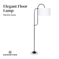 Sarantino Metal Floor Lamp with Marble Base & Ghost-White Shade Home & Garden Kings Warehouse