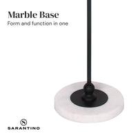 Sarantino Metal Floor Lamp with Marble Base & Ghost-White Shade Home & Garden Kings Warehouse