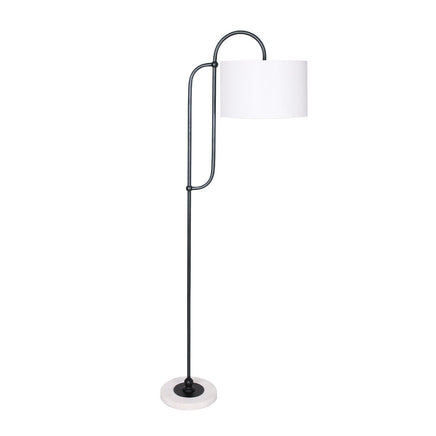 Sarantino Metal Floor Lamp with Marble Base & Ghost-White Shade Home & Garden Kings Warehouse