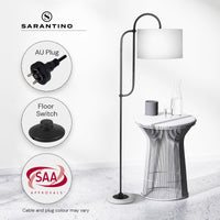 Sarantino Metal Floor Lamp with Marble Base & Ghost-White Shade Home & Garden Kings Warehouse