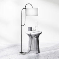 Sarantino Metal Floor Lamp with Marble Base & Ghost-White Shade Home & Garden Kings Warehouse