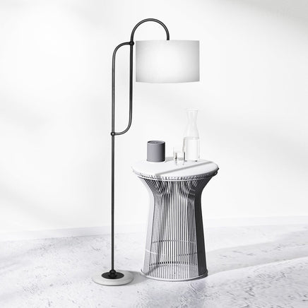 Sarantino Metal Floor Lamp with Marble Base & Ghost-White Shade Home & Garden Kings Warehouse