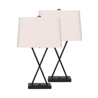 Sarantino Metal Table Lamp Pair Rectangular Shade X Stand Kings Warehouse
