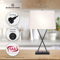 Sarantino Metal Table Lamp Pair Rectangular Shade X Stand Kings Warehouse