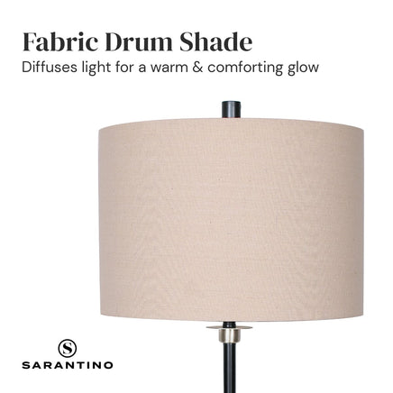 Sarantino Metal Table Lamp with Linen Drum Shade Kings Warehouse