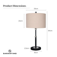 Sarantino Metal Table Lamp with Linen Drum Shade Kings Warehouse
