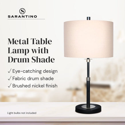 Sarantino Metal Table Lamp with Linen Drum Shade Kings Warehouse