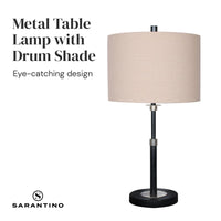 Sarantino Metal Table Lamp with Linen Drum Shade Kings Warehouse
