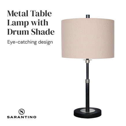 Sarantino Metal Table Lamp with Linen Drum Shade Kings Warehouse