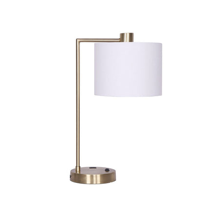 Sarantino Metal Task Lamp with USB Charging Port Antique Brass Finish Kings Warehouse