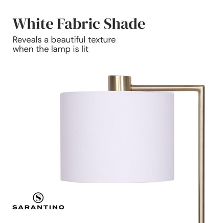 Sarantino Metal Task Lamp with USB Charging Port Antique Brass Finish Kings Warehouse