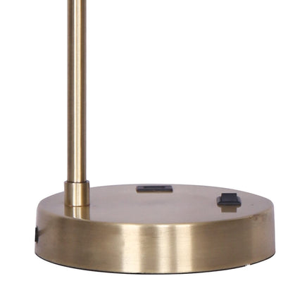 Sarantino Metal Task Lamp with USB Charging Port Antique Brass Finish Kings Warehouse