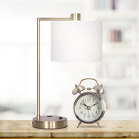 Sarantino Metal Task Lamp with USB Charging Port Antique Brass Finish Kings Warehouse