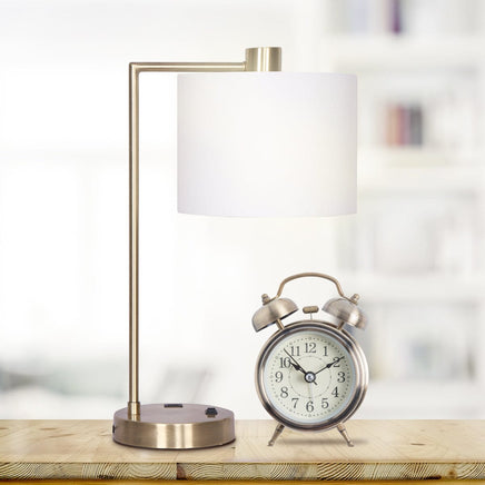 Sarantino Metal Task Lamp with USB Charging Port Antique Brass Finish Kings Warehouse