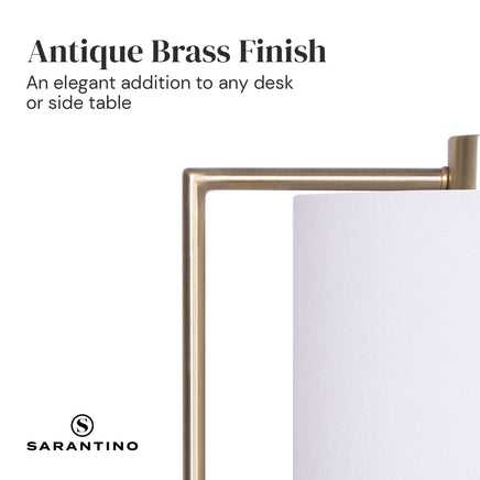 Sarantino Metal Task Lamp with USB Charging Port Antique Brass Finish Kings Warehouse