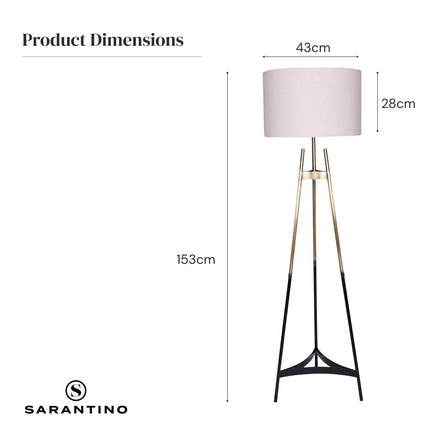Sarantino Metal Tripod Electric Floor Lamp Gradient Finish Kings Warehouse
