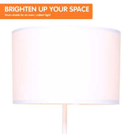 Sarantino Metal Tripod Floor Lamp Shade with Wooden Table Shelf Kings Warehouse