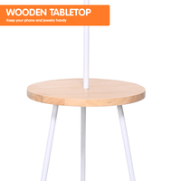 Sarantino Metal Tripod Floor Lamp Shade with Wooden Table Shelf Kings Warehouse