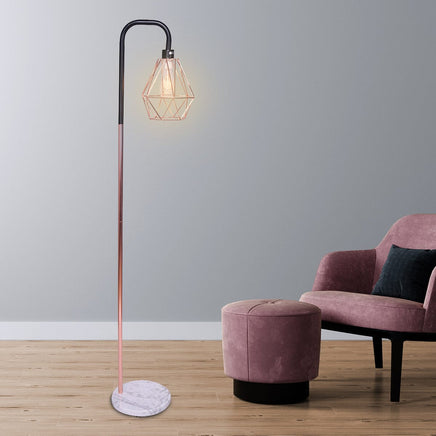 Sarantino Rose Gold Floor Lamp with Geometric Shade Kings Warehouse