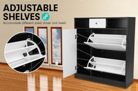Sarantino Shoe Rack Cabinet Wooden Storage Organiser Shelf Cupboard Drawer Furniture Kings Warehouse