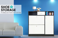 Sarantino Shoe Rack Cabinet Wooden Storage Organiser Shelf Cupboard Drawer Furniture Kings Warehouse