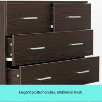 Sarantino Tallboy Dresser 6 Chest Of Drawers Cabinet Storage 85 x 39.5 x 105 in Brown Home & Garden Kings Warehouse