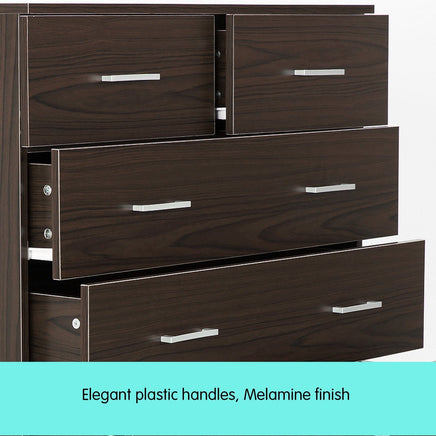 Sarantino Tallboy Dresser 6 Chest Of Drawers Cabinet Storage 85 x 39.5 x 105 in Brown Home & Garden Kings Warehouse