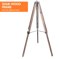 Sarantino Timber Tripod Floor Lamp Adjustable Height Taper Fabric Kings Warehouse