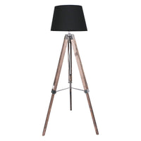 Sarantino Timber Tripod Floor Lamp Adjustable Height Taper Fabric Kings Warehouse