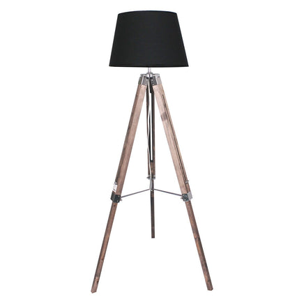 Sarantino Timber Tripod Floor Lamp Adjustable Height Taper Fabric Kings Warehouse
