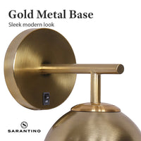 Sarantino Wall Lamp with Gold Metal Base and White Glass Shade Kings Warehouse