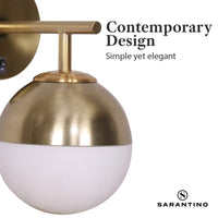 Sarantino Wall Lamp with Gold Metal Base and White Glass Shade Kings Warehouse