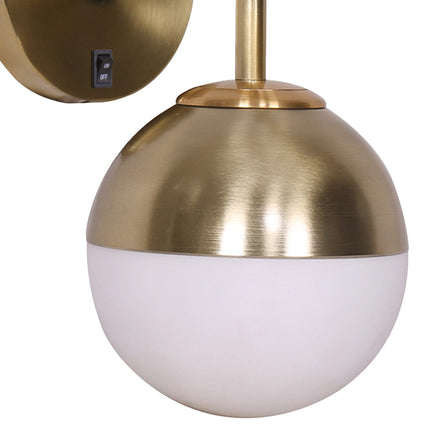 Sarantino Wall Lamp with Gold Metal Base and White Glass Shade Kings Warehouse