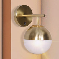 Sarantino Wall Lamp with Gold Metal Base and White Glass Shade Kings Warehouse