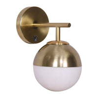 Sarantino Wall Lamp with Gold Metal Base and White Glass Shade Kings Warehouse