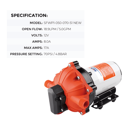 SEAFLO 70PSI Deck Washdown Pump Kit for Boat Caravan Yacht Wash Pump 12V 5GPM Home & Garden Kings Warehouse