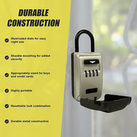 Security 4 Digit Combination Cable Lock Box With Luminous Dials Tools Kings Warehouse