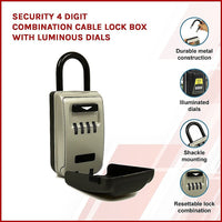 Security 4 Digit Combination Cable Lock Box With Luminous Dials Tools Kings Warehouse