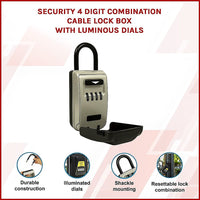 Security 4 Digit Combination Cable Lock Box With Luminous Dials Tools Kings Warehouse