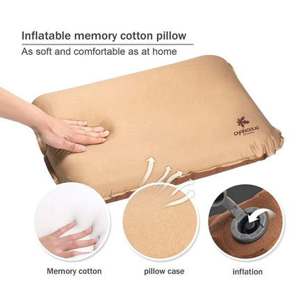 Self Inflating Camping Pillow with Ergonomic 3D Support - Gold Outdoor Recreation Kings Warehouse