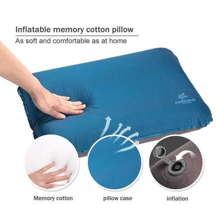 Self Inflating Camping Pillow with Ergonomic 4D Support - Blue Outdoor Recreation Kings Warehouse