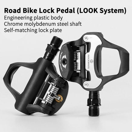 Self Lock Clip In Bike Pedals LOOK KEO Cleat MTB Road 700C Hybrid BMX - Rockbros Black Kings Warehouse