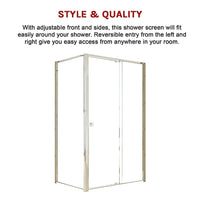 Semi Frameless Shower Screen (114~122)x 195cm & (77~80)x 195cm Side AS/NZS Glass Furniture Kings Warehouse